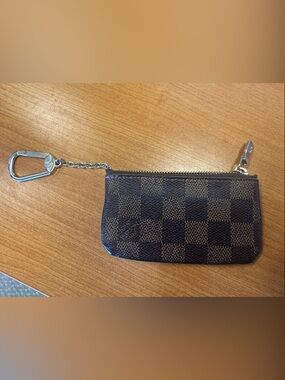Louis Vuitton Damier Ebene Zip Card Pouch with Key Clip - Brown